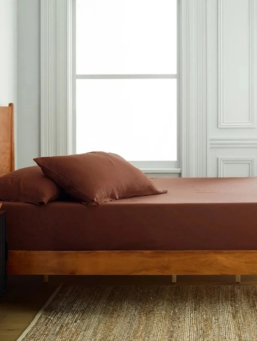 Quince European Linen Duvet Cover + Fitted Sheet Set - Bordeaux